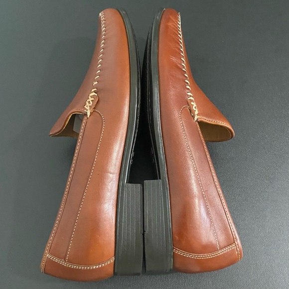 Johnston & Murphy New Cresswell Venetian Leather Loafers Cognac Brown Whipstitch - Picture 11 of 15
